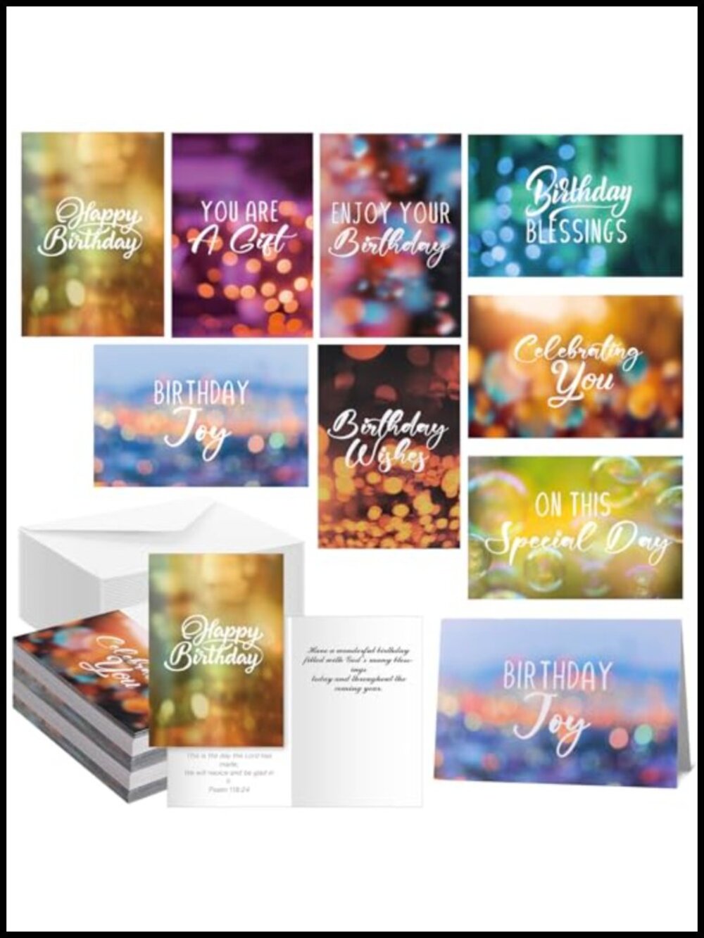 80 Pack Religious Birthday Cards with Bible Verse & Envelopes